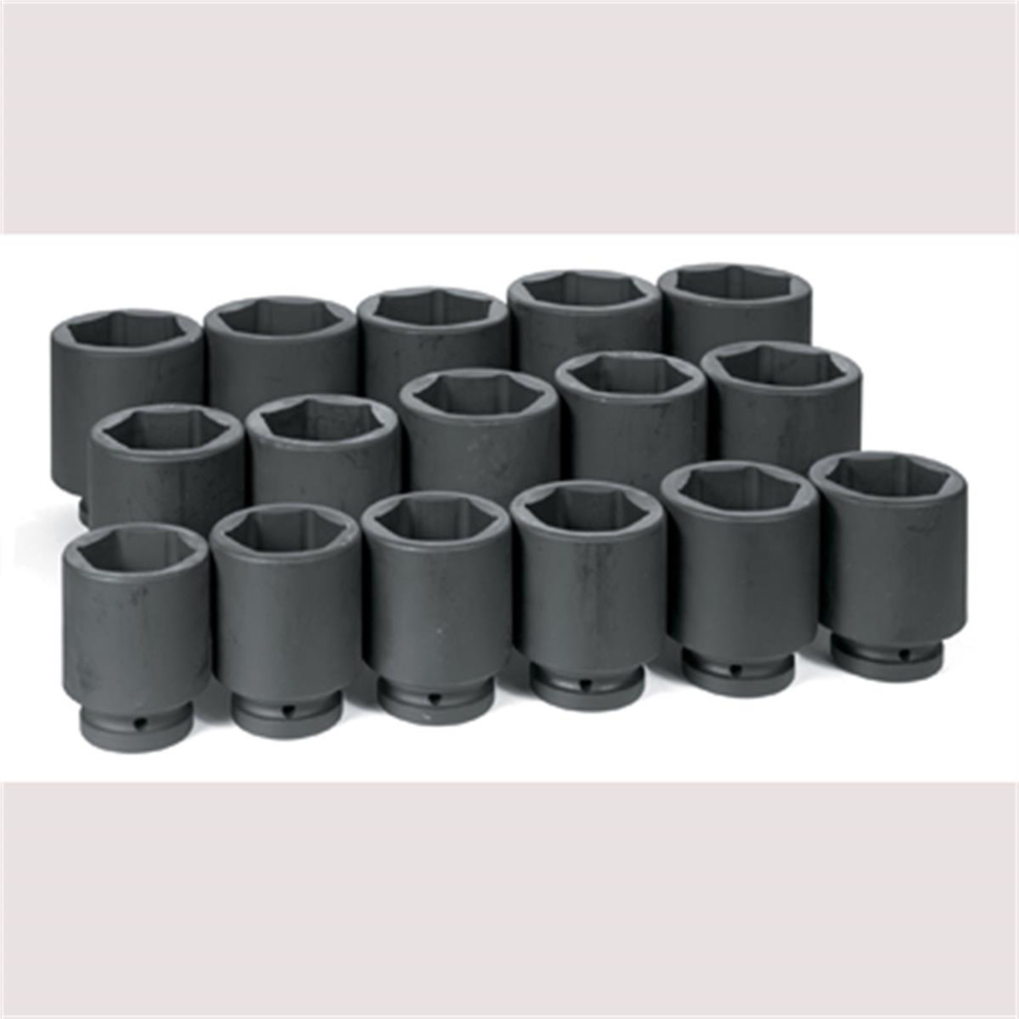 Grey Pneumatic Deep Fractional Socket Set — 1in. Drive, 16-Piece, 2-1/16in. to 3in., Chrome-Molybdenum Steel, Model# GRE9016D